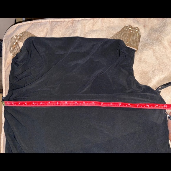 Black mini dress with gold metallic straps - Picture 7 of 8